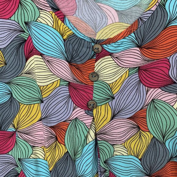 Parsley & Sage Shirt Womens XL Artsy Hosta Leaf Geometric All Over Print Blouse - Picture 2 of 9